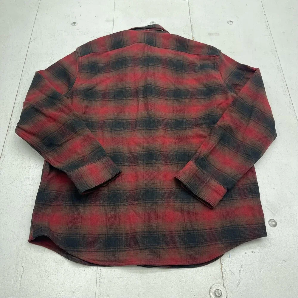 Banana Republic Shirt Mens Large Red Plaid Flannel Long Sleeve Button Up Pockets
